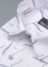 Linen Turkey White with Blue Mehrun Messy Print Mens Shirt