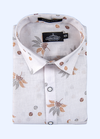 Linen Print White Bess With Orange Mehrun Flower Print