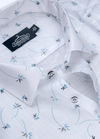 Linen Cotton Turkey Print White With Sky Leaf Print Shirts