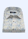 Linen Digital Print Cream With Mehndi Rama Flower Nexus Print Men's Shirt