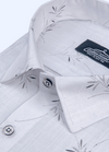 Linen Cotton Turkey Print White With Grey Leaf Helax Print Shirts