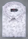 Linen Turkey White with Light Grey Snowdrift flowerPrint Mens Shirt
