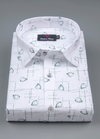 Linen Turkey White with Midnight Green Colour Small flower Print Mens Shirt