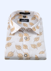 Linen Print White Bess With Gold Touch Paan Flower Print