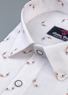 Linen White With Rust Colour Britof Print Men's Shirts