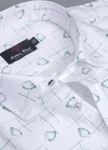 Linen Turkey White with Midnight Green Colour Small flower Print Mens Shirt
