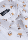 Linen Cotton Turkey Print White With Gold Lefon Print Shirts