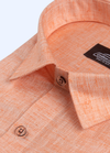 Pure Linen Cotton Khadi Shed Orenge Colour Shirt