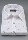 Linen White With Green Colour Britof Print Men's Shirts