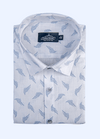 Linen Cotton Sketch Print White With Blue Shirts