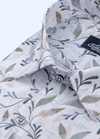 Linen Digital Print White Flower Grey Rast Solid Print Men's Shirt