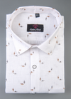 Linen White With Rust Colour Britof Print Men's Shirts