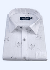 Linen Cotton Turkey Print White With Grey Leaf Helax Print Shirts