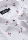 Linen Cotton Turkey Print White With Red Ish Shed Unic Print Shirt