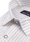 Pure Linen White Laining Foam Bamboo Striped Mens Shirts