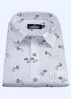 Linen Cotton Turkey Print White With Grey Black Kairi Print Shirts