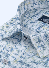 Linen Digital Print White With Sky Blue Malticolour Print Men's Shirt