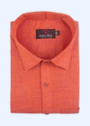 Linen Cotton Dual Tone Dark Orange Wine Touch Color For Men's Shirts