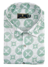 Linen Digital Sparrow Print White with Pista Color Men’s Shirt