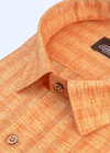 Linen Cotton Khadi Shed Two Tone Orange Colour