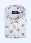 Linen Cotton Turkey Print White With Gold Lefon Print Shirts
