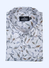 Linen Digital Print White Flower Grey Rast Solid Print Men's Shirt
