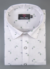 Linen White With Green Colour Britof Print Men's Shirts