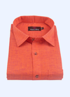 Linen Cotton Dual Tone Dark Orange Wine Touch Color For Men's Shirts
