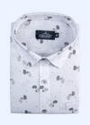 Linen Cotton Turkey Print White With Grey Black Kairi Print Shirts
