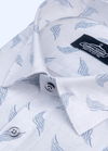 Linen Cotton Sketch Print White With Blue Shirts