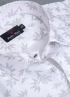 Linen Turkey White with Light Grey Snowdrift flowerPrint Mens Shirt