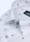 Linen Cotton Turkey Print White With Sky Leaf Print Shirts