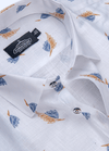 Linen Cotton Scario Print White With Blue Gold Shirts.