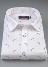 Linen White With Wine Colour Britof Print Men's Shirts