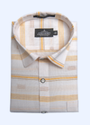 Cotton Butta White With Yellow Laining Shirt