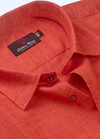 Linen Cotton Dual Tone Dark Orange Wine Touch Color For Men's Shirts