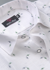 Linen White With Green Colour Britof Print Men's Shirts
