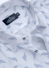 Linen Cotton Sketch Print White With Blue Shirts
