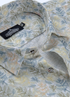 Linen Digital Print Cream With Mehndi Rama Flower Nexus Print Men's Shirt