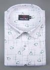 Linen Turkey White with Midnight Green Colour Small flower Print Mens Shirt