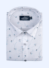 Linen Cotton Turkey Print White With Sky Leaf Print Shirts