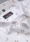 Linen White With Rust Colour Britof Print Men's Shirts