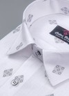 Linen Turkey White with Grey Colour Abrolic Print Mens Shirt