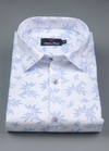 Linen Turkey White with Light Blue Ice Print Mens Shirt