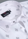 Linen Turkey White with Grey Colour Abrolic Print Mens Shirt
