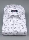 Linen Turkey White with Grey Black Joshua Print Mens Shirt