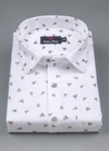 Linen Turkey White with Grey Gold Zimmi Print Mens Shirt