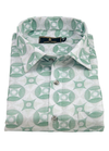 Linen Digital Sparrow Print White with Pista Color Men’s Shirt