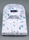 Linen Turkey White with Sky Blue Colour Flower Print Mens Shirt