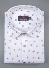 Linen Turkey White with Grey Gold Zimmi Print Mens Shirt